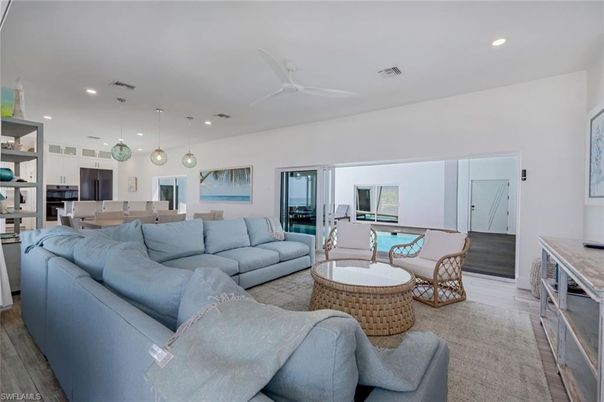 Interior, Kitchen, Living room, Pendant Lights, Recessed Lighting, Stainless Steel Appliances, Wood Texture Flooring