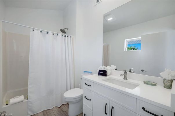 Bathroom, Interior, Recessed Lighting, Wood Texture Flooring