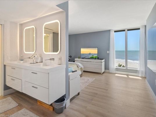 Bathroom, Dual Sink Vanities, Interior, Water, Wood Texture Flooring