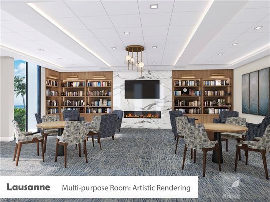 Dining room, Fireplace, Interior, Marble Walls, Pendant Lights, Recessed Lighting