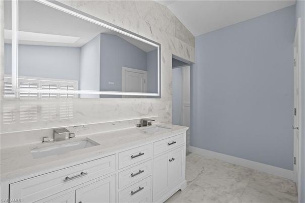 Bathroom, Dual Sink Vanities, Interior, Marble, Marble Walls