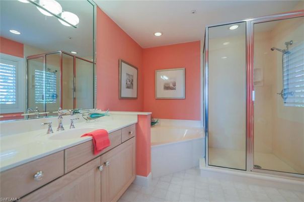 Bathroom, Dual Sink Vanities, Glass Shower, Interior, Recessed Lighting