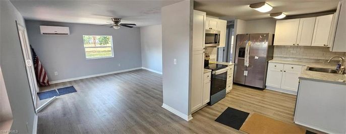 Interior, Kitchen, Stainless Steel Appliances, Wood Texture Flooring