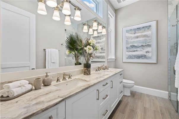 Bathroom, Dual Sink Vanities, Interior, Wood Texture Flooring
