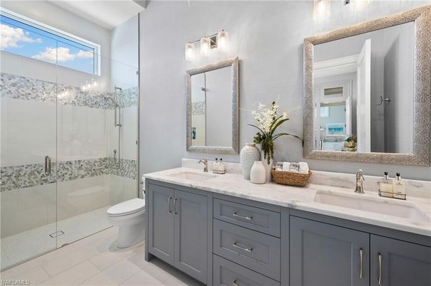 Bathroom, Dual Sink Vanities, Glass Shower, Interior