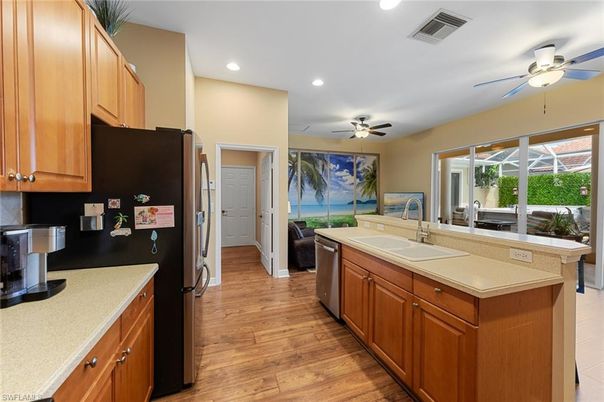 Interior, Kitchen, Recessed Lighting, Wood Texture Flooring