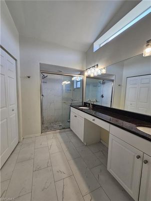 Bathroom, Dual Sink Vanities, Glass Shower, Interior, Marble