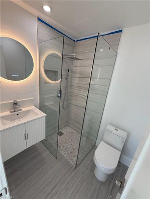 Bathroom, Glass Shower, Interior, Recessed Lighting