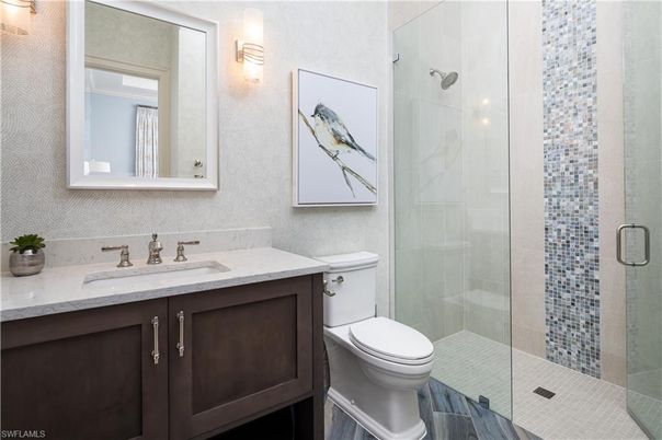 Bathroom, Glass Shower, Interior, Wood Texture Flooring