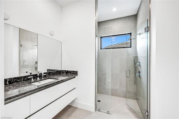 Bathroom, Dual Sink Vanities, Glass Shower, Interior, Recessed Lighting