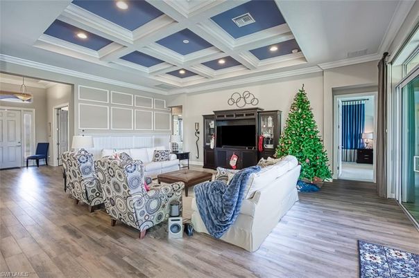 Interior, Living room, Pendant Lights, Recessed Lighting, Wood Texture Flooring