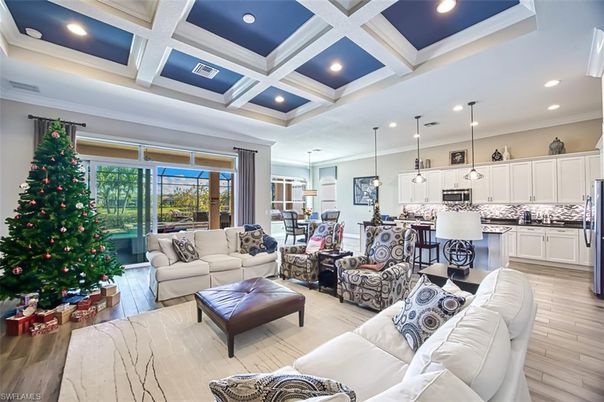 Dining room, Interior, Kitchen, Living room, Pendant Lights, Recessed Lighting, Stainless Steel Appliances, Wood Texture Flooring