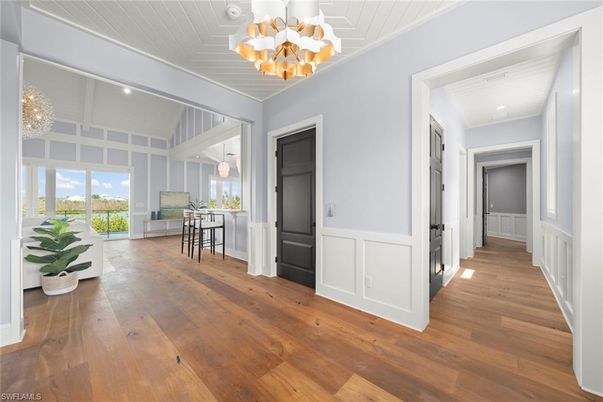 Chandelier, Interior, Recessed Lighting, Wood Texture Flooring