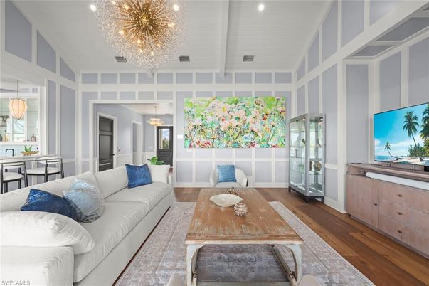 Chandelier, Interior, Living room, Pendant Lights, Recessed Lighting, Wood Texture Flooring