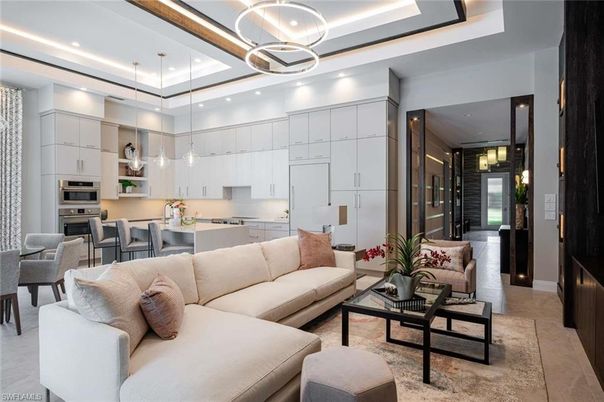 Dining room, Interior, Kitchen, Living room, Pendant Lights, Recessed Lighting, Stainless Steel Appliances