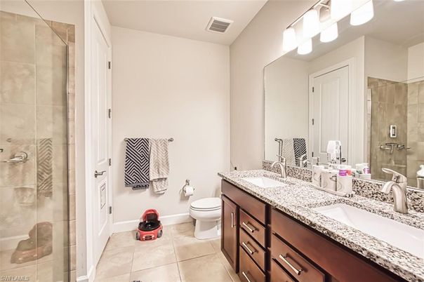 Bathroom, Dual Sink Vanities, Glass Shower, Interior