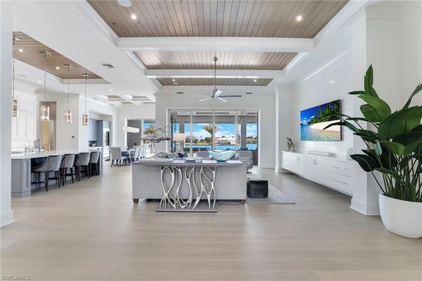 Interior, Pendant Lights, Recessed Lighting, Water, Wooden Ceilings, Wood Texture Flooring