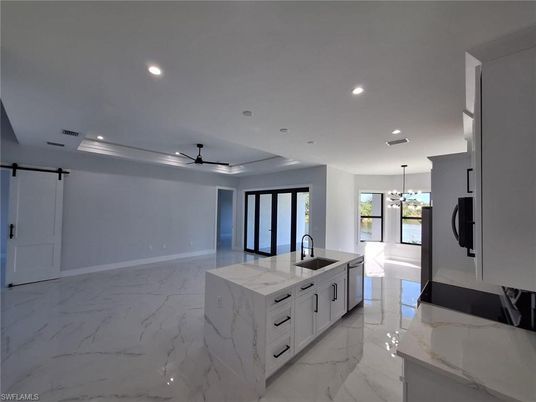 Interior, Kitchen, Marble, Pendant Lights, Recessed Lighting
