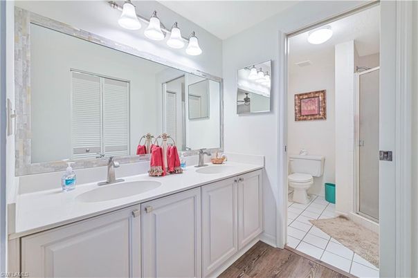 Bathroom, Dual Sink Vanities, Interior, Wood Texture Flooring