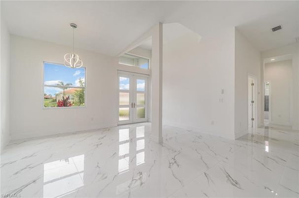 Empty room, Interior, Marble, Pendant Lights