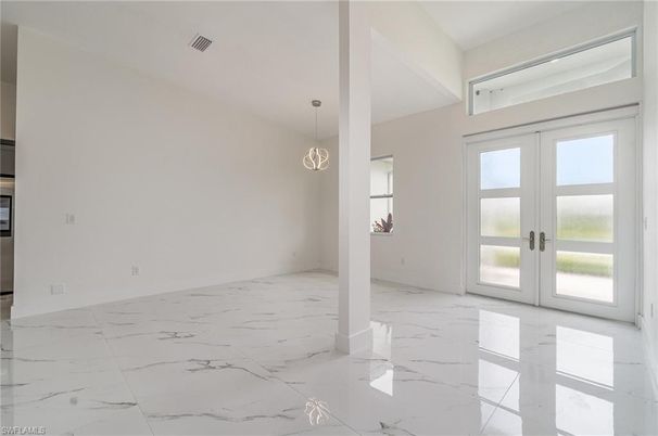 Empty room, Interior, Marble, Pendant Lights