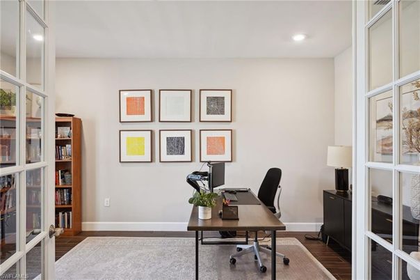 Home Office, Interior, Recessed Lighting, Wood Texture Flooring