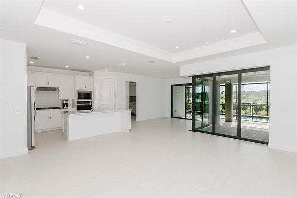 Empty room, Interior, Kitchen, Recessed Lighting, Stainless Steel Appliances
