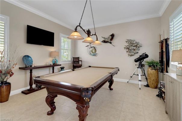 Billiard Table, Game Room, Interior, Pendant Lights