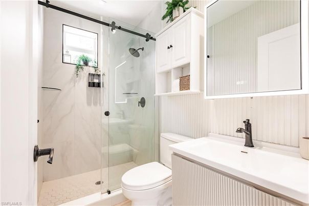 Bathroom, Glass Shower, Interior, Marble Walls