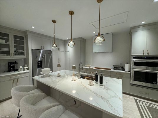 Interior, Kitchen, Pendant Lights, Recessed Lighting, Stainless Steel Appliances