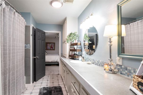 Bathroom, Dual Sink Vanities, Interior, Tile Countertops