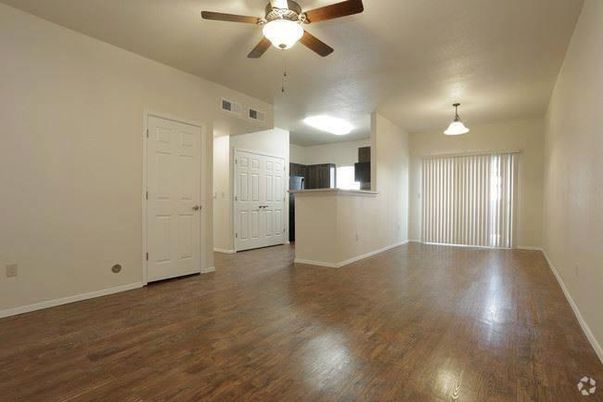 Empty room, Interior, Kitchen, Pendant Lights, Wood Texture Flooring