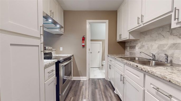 Interior, Kitchen, Marble, Marble Walls, Wood Texture Flooring