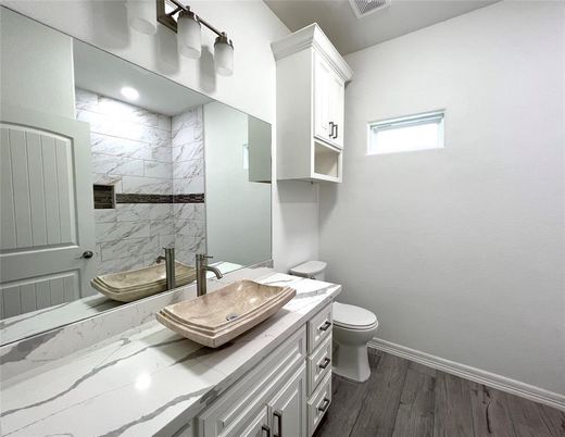 Bathroom, Interior, Marble Walls, Wood Texture Flooring