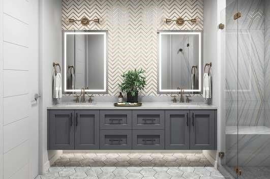 Bathroom, Dual Sink Vanities, Glass Shower, Interior
