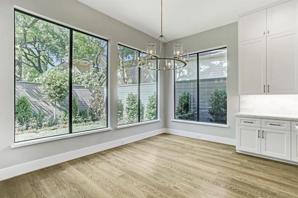 Empty room, Interior, Pendant Lights, Wood Texture Flooring