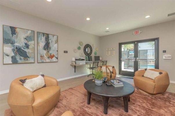 Home Office, Interior, Living room, Recessed Lighting, Wood Texture Flooring