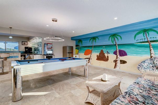 Billiard Table, Game Room, Interior, Pendant Lights, Recessed Lighting