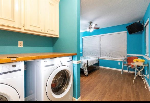 Interior, Washer, Wood Texture Flooring