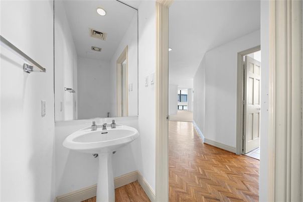 Bathroom, Interior, Recessed Lighting, Wood Texture Flooring