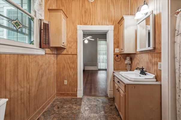 Bathroom, Interior, Wood Texture Flooring, Wooden Walls