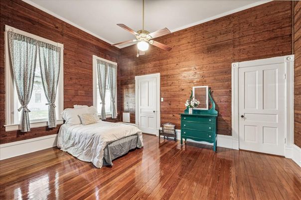 Bedroom, Interior, Wood Texture Flooring, Wooden Walls