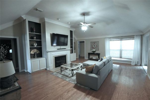 Fireplace, Interior, Living room, Water, Wood Texture Flooring