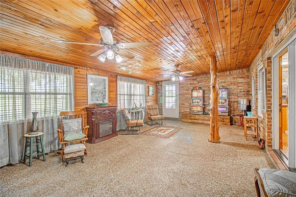 Fireplace, Interior, Stone Walls, Wooden Ceilings, Wooden Walls