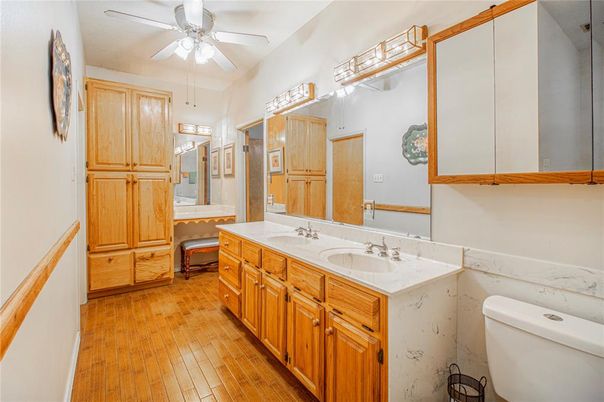 Bathroom, Dual Sink Vanities, Interior, Wood Texture Flooring