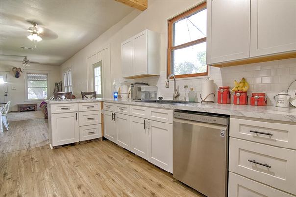 Interior, Kitchen, Stainless Steel Appliances, Wood Texture Flooring