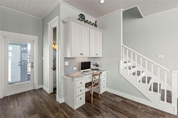Home Office, Interior, Recessed Lighting, Wood Texture Flooring
