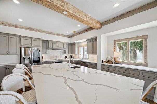 Interior, Kitchen, Recessed Lighting, Stainless Steel Appliances, Wooden Beams