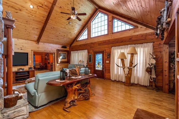 Fireplace, Interior, Living room, Recessed Lighting, Wooden Beams, Wooden Ceilings, Wood Texture Flooring, Wooden Walls