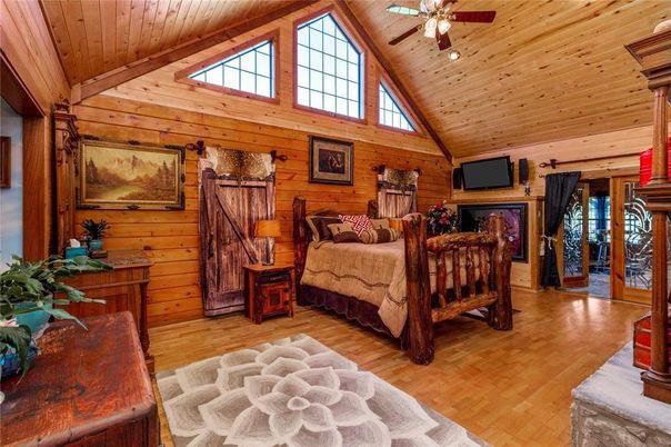 Bedroom, Fireplace, Interior, Wooden Beams, Wooden Ceilings, Wood Texture Flooring, Wooden Walls
